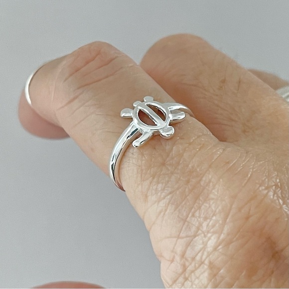 Sterling Silver High Polish Open Turtle Ring, Silver Rings, Ocean Animal Ring - Picture 10 of 13